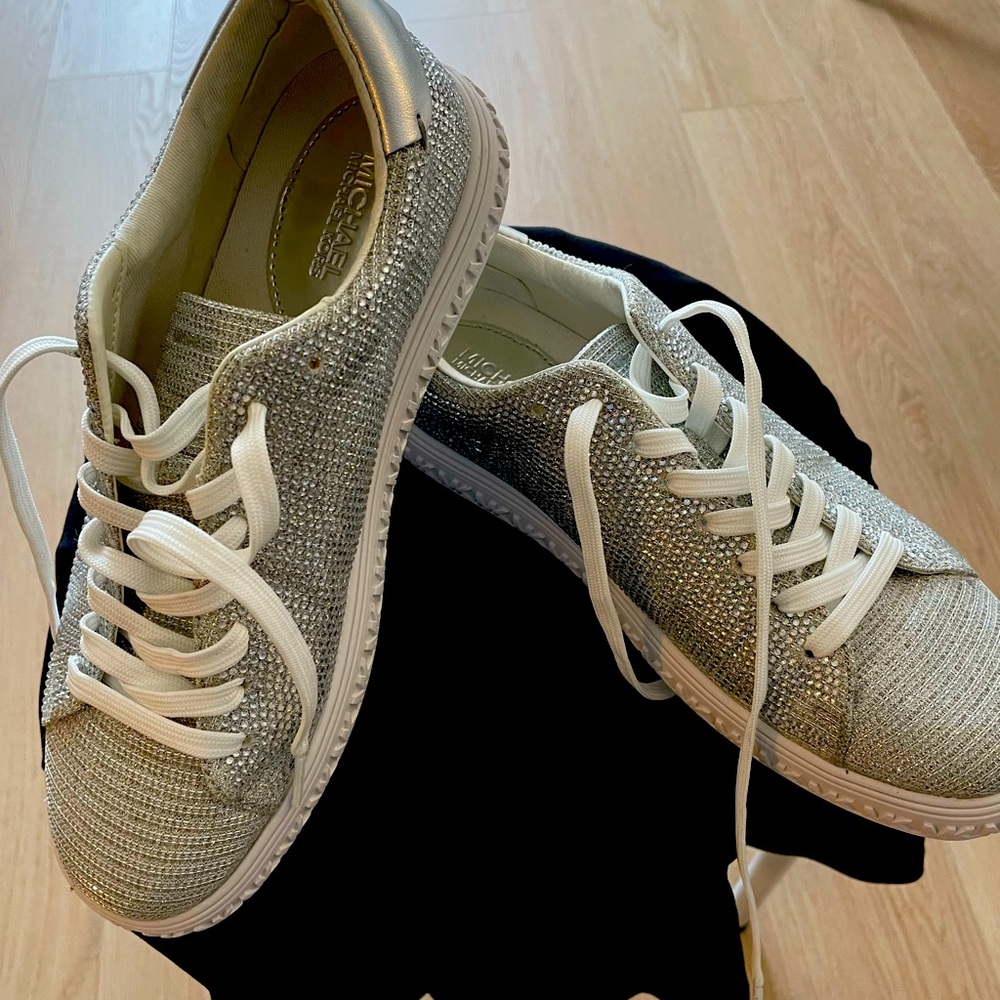 Michael Kors silver glitter sneakers
